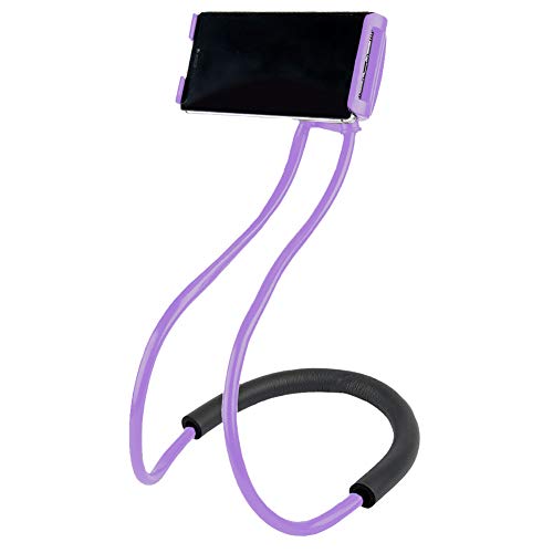 Lazy Cell Phone Holder - Universal Phone Holder to Wear Around Neck Lazy Bracket Free Rotating Smart Mobile Phone Mount Stand - color: Purple