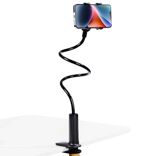 360-Degree Rotating Phone Holder Adjustable Long Arm Lazy Bedside Clamp Stand Hands-Free Mobile Mount for Watching Videos and Video Calls