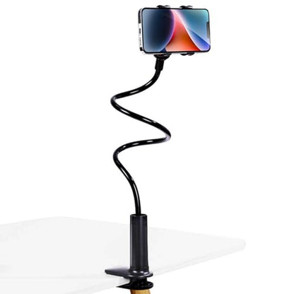 360-Degree Rotating Phone Holder Adjustable Long Arm Lazy Bedside Clamp Stand Hands-Free Mobile Mount for Watching Videos and Video Calls