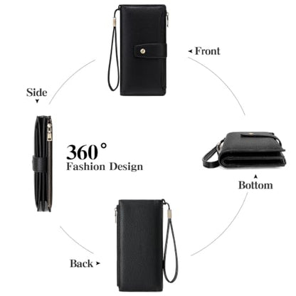 GAEKEAO Womens Wallet RFID Blocking Large Capacity Vegan Leather Card Holder Wristlet Clutch with 32 Card Slots 4 ID Windows - color: X01-Black