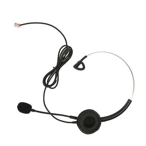 SUNGOOYUE Telephone Headset, Single Ear Wired Headphone with Noise Canceling Microphone and Adjustable Headband for Call Center Customer Service Office PC
