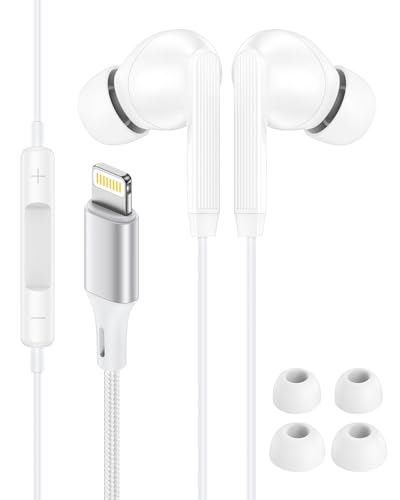 Lightning Headphones for iPhone 14/13/12 Pro Max, Wired Earbuds Lightning - color: White-1 Pack