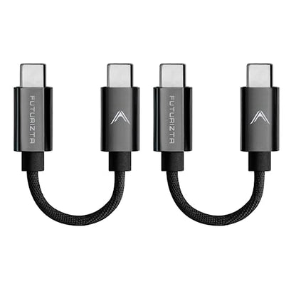 Futurizta Tech® Zeus-X Short USB-C to USB-C Cable 2 Packs (0.33ft/0.1m) 60W 20V/3A Type-C Fast Charging Cable QC3.0 QC4.0 Compatible with Samsung, Google Pixel, iPad Pro, DAC, SSD