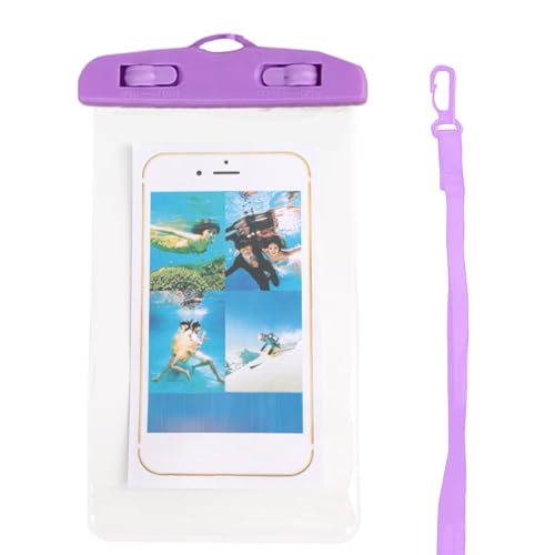 Waterproof Cell Phone Pouch Transparent Touchscreen Phone Holder | Water Play Cellphone Bag for Beach Cruise Vacation Running Camping Swimming Cycling Kayak Diving Travel - color: Purple
