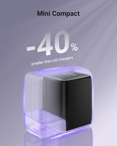wegear USB C Fast Charging Charger, 30W Dual-Port GaN Nano Charger - color: Black, size: 2 Pack