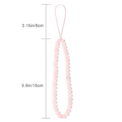 Natural Semi-Precious Gem Stones Beaded Phone Charm - style: Rose Quartz