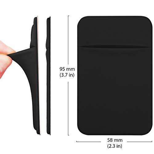 OBVIS Cell Phone Card Holder Stick On Wallet Sleeve, Black, 2 Pack - color: Black