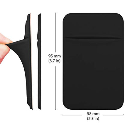 OBVIS Cell Phone Card Holder Stick On Wallet Sleeve, Black, 2 Pack - color: Black