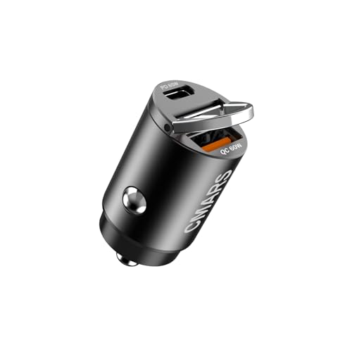 CMARS 65W+60W Cigarette Lighter Adapter,for iPhone 16 car Charger USB C/A,Fast Charging for iPhone,Car Phone Charger Dual Port for iPhone 16/15/14/13/12 Series and Samsung/Other Android Devices Black