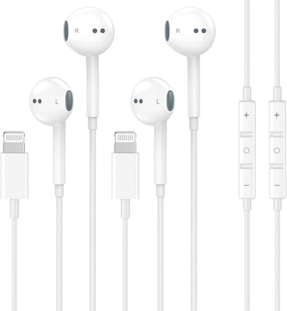 2 Packs-Wired Headphones Earbuds for iPhone 14/13/12/11/XR/XS/X/SE/Pro Max