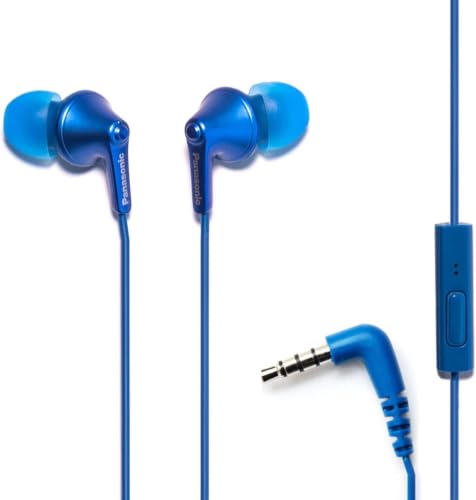 Panasonic ErgoFit Wired Earbuds with Microphone,3.5mm Jack Headphones with Mic and Call Controller,Ergonomic Custom-Fit Earpieces (S/M/L),for Phones & Laptops,RP-TCM125-AA (Metallic Blue) (Pack of 10) - color: Metallic Blue, size: S/M/L (Pack of 10), styl