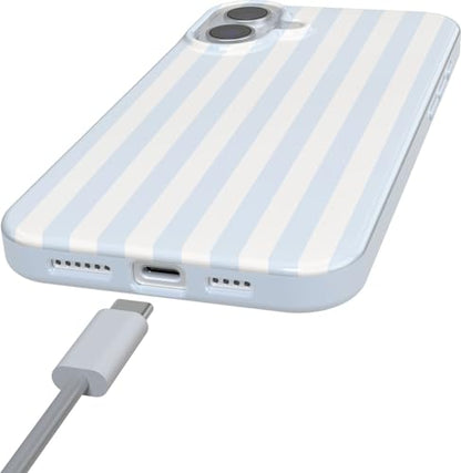 Casely iPhone 16 Case | Blue Stripes | Sunday Best | Compatible with MagSafe | Classic Ultra Slim Design - color: Sunday Best | Blue Stripes, size: Iphone 16