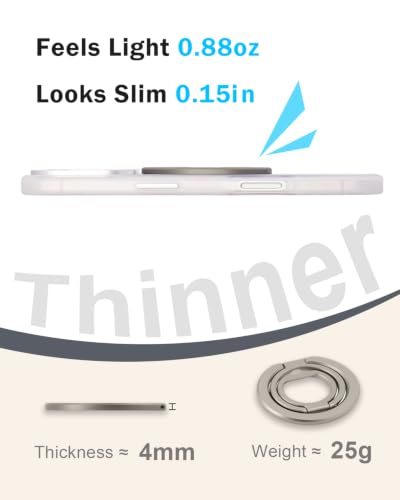 Phone Ring Holder for MagSafe, 360°Rotation Magnetic Phone Grip Ultra-Thin & Lightweight Kickstand for iPhone 17/16/15/14/13/12 Series Titanium - color: Titanium