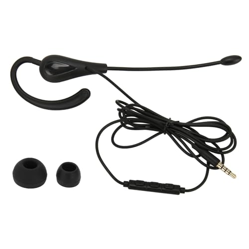 Cyrank Earphone Earbud, Single Headset One Ear Ear Hook Headphone Sport Earphone with Hook 3.5mm Wired Headset for Office for Safe Driving Biking Running Gaming and Working