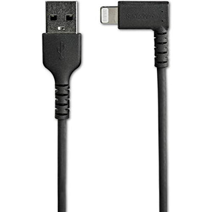 StarTech 6.5ft/2m Angled USB-A to Lightning Cable, Black (RUSBLTMM2MBR) - color: Black, size: 2m