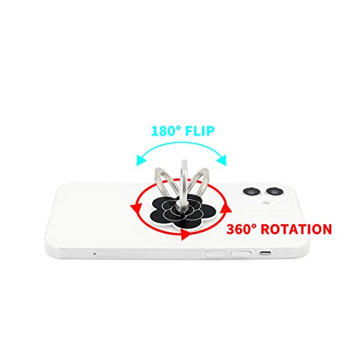 LaMignonne Cell Phone Ring Holder Flower Finger Ring Grip Stand 360° Rotation 180° Flip Universal Kickstand Compatible with All Smartphones (Dark) - color: Dark