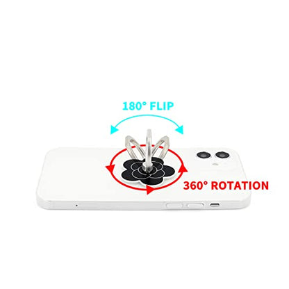LaMignonne Cell Phone Ring Holder Flower Finger Ring Grip Stand 360° Rotation 180° Flip Universal Kickstand Compatible with All Smartphones (Dark) - color: Dark