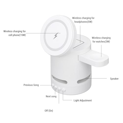 4 in 1 Magnetic Wireless Charging Station, with RGB Light Fast Efficient Charger for Phone Watch Earbuds