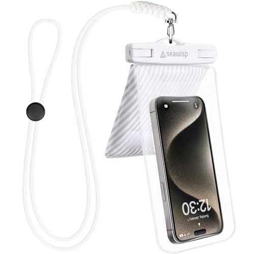 Universal Waterproof Phone Pouch [Double Space] IPX8 Dry Bag with Lanyard for iPhone 16 15 14 13 12 Pro Max XS XR X Galaxy S25 S24 S23 Ultra, Fit All Phones Up to 8'', White - color: White