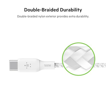 Belkin USB C to USB C 100W Braided Cable 9.9ft Fast iPhone Charger Cord - style: 9.9ft