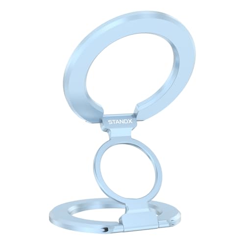 Phone Ring Holder for MagSafe Case, Strong Magnetic Cell Phone Grip, 360° Rotation Kickstand Compatible with iPhone and Android. - color: Blue Titanium
