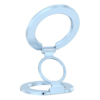 Phone Ring Holder for MagSafe Case, Strong Magnetic Cell Phone Grip, 360° Rotation Kickstand Compatible with iPhone and Android. - color: Blue Titanium
