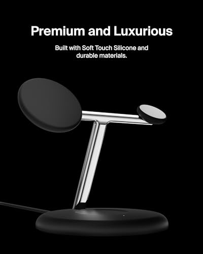 Belkin Qi2 15W Magnetic Wireless Charging Stand, 3 in 1 Fast Charger - color: Black