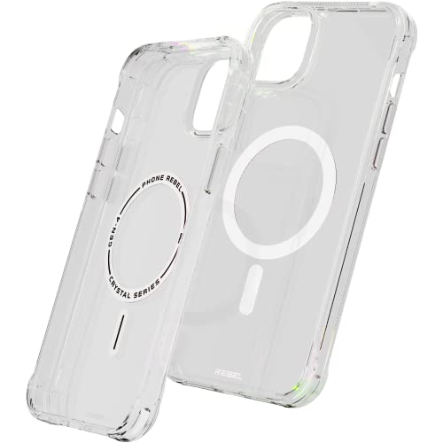 REBEL Clear Case for iPhone 14 Plus [Crystal Series Gen-4] Strong MagSafe Compatible, Anti-Scratch, Non-Yellowing, Protective Shockproof Bumpers, Metal Buttons, 6.7 Inch Phone 2023 (Crystal Clear) - color: Crystal Clear, size: iPhone 14 Plus