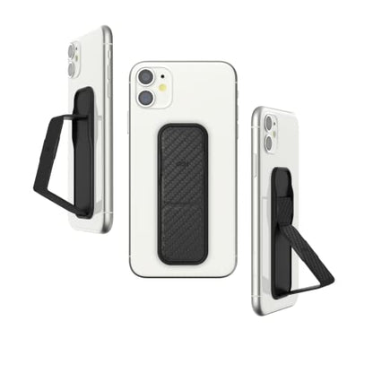 CLCKR Cell Phone Grip and Expanding Stand, Universal Phone Grip Holder for iPhone 15 Pro, Pro Max, Plus, 14 & 13 Models, Samsung Phones, Tablets and More, Carbon Fibre Black