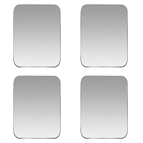 SALEX Replacement Metal Plates Set for Magnetic Car Mount, Wall, Phone Holder. 4 Large Silver Iron Discs Without Holes for Magnets. 3M Adhesive Thin Steel Cell Phone Case Back Magnet Stickers 4 Pack. - color: Rectangular 4 pack