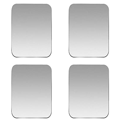SALEX Replacement Metal Plates Set for Magnetic Car Mount, Wall, Phone Holder. 4 Large Silver Iron Discs Without Holes for Magnets. 3M Adhesive Thin Steel Cell Phone Case Back Magnet Stickers 4 Pack. - color: Rectangular 4 pack