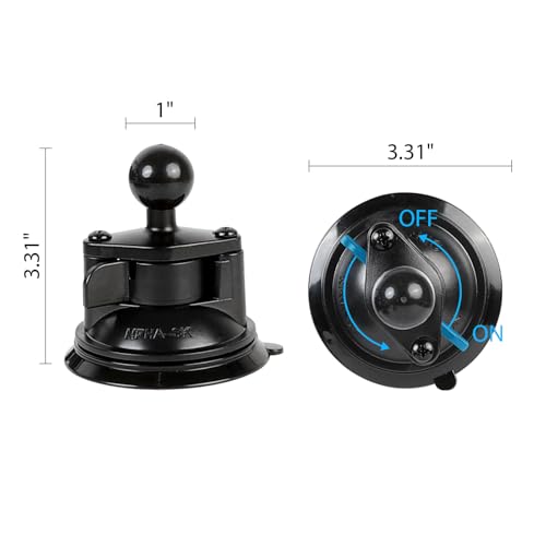 xik 1" Ball Suction Cup Base Mount for Phone Table Action Camera Holder Mount, 3.5" Large Suction Cup Base for Windshield, Compatible with RAM Mounts and Other Standard 1"(25mm) Ball Systems