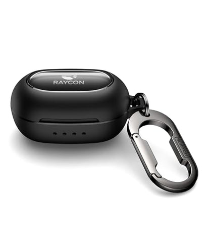 SURITCH Case for Raycon Everyday Earbuds Classic Headphones, Shockproof Magnetic Case for Raycon Bluetooth Headset True Wireless Earbuds, Protective Cover with Magnetic Lid Lock & Carabiner, Black - color: Black