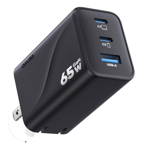 Super Fast 65W GaN USB-C 3-Port Foldable Charger for Samsung S26 Ultra/S26/S26+/S25 Ultra/S25/S24 Ultra/S24/S23 Ultra/S22 Ultra, iPhone 17/16/15/14/13/12, MacBook Pro/Air & iPad Pro - color: 4Black S