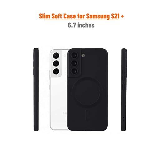Magnetic for Samsung Galaxy S21 Plus Case,Soft Silicone Samsung Galaxy S21 Plus Phone Case with Camera Protection,Anti-Scratch Samsung S21 Plus Case Compatible with MagSafe, Black - color: Black, size: S21 Plus