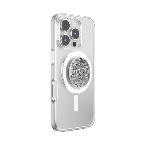 PopSockets Phone Grip for MagSafe, Magnetic Holder- Silver Foil - color: Confetti Foil Silver, style: MagSafe