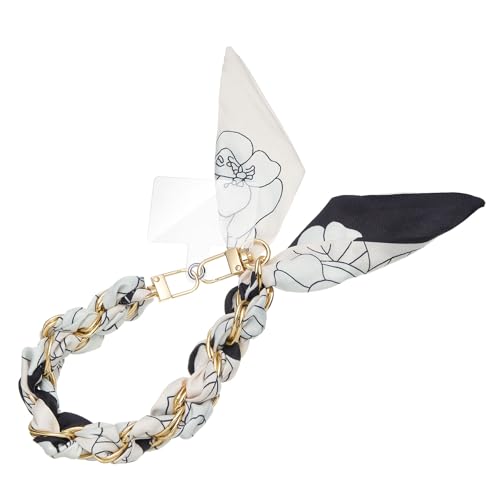 ZOOEASS Phone Wrist Lanyard Gold Metal Scarf Phone Charm Strap with Tether Tab Women Phone Chain Accessories for Handbags - color: Style 1