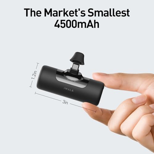 iWALK 4,500mAh USB-C Portable Charger, Power Bank with Built-in Connector, Phone Battery Pack, Compatible with iPhone 18/17/16/15 Series, Samsung Galaxy S24/S23/S22 and Android Phones,Black - color: Black