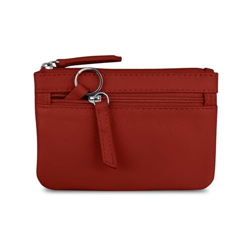 ili New York Leather Mini Compact Coin Purse - Red - color: Red