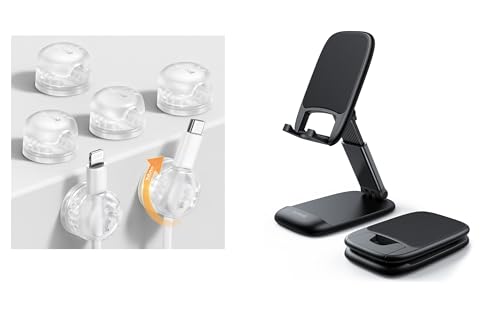 Lamicall Clear Cable Clips + Phone Stand