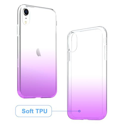 JJGoo Compatible with iPhone XR Case Clear Soft Transparent Shockproof Protective Slim Thin Bumper Phone Cover for XR, Gradient Purple - color: Gradient Purple
