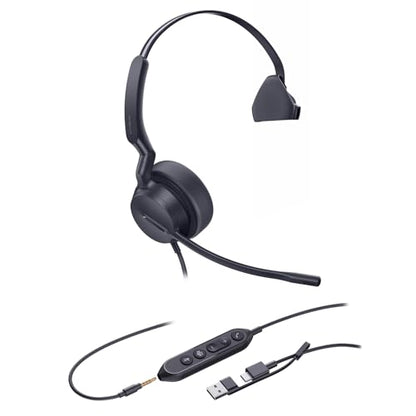 Yealink UH42 SE Wired Headset, USB-A/C & 3.5mm,in-Line Controls, On-Ear - color: Single-Ear (UC), size: 3.5mm & USB-C/A