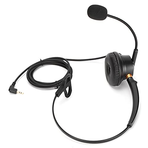 Office Headset, Wired Single Ear Telephone Headphone with Noise Cancelling Microphone for Call Center Business Professionals Black