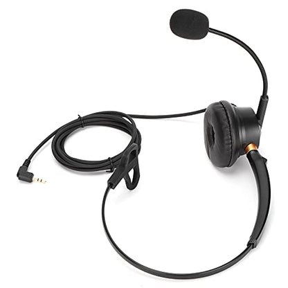 Office Headset, Wired Single Ear Telephone Headphone with Noise Cancelling Microphone for Call Center Business Professionals Black