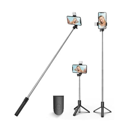 XIHAMA Selfie Stick Tripod with Light,3 in 1 Extendable Selfie Stick with Wireless Remote,Portable Phone Tripod Stand Compatible with iPhone 16 15 14,Samsung Smartphone and More - color: Black+Light
