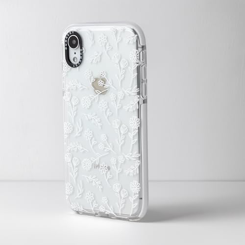 Dumkery Cute White Flowers Phone Case Compatible with iPhone XR, Floral Aesthetic Pattern, Soft TPU Full Body Protection Shockproof Bumper Cover for Girls Women - size: iPhone XR