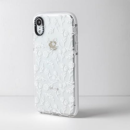 Dumkery Cute White Flowers Phone Case Compatible with iPhone XR, Floral Aesthetic Pattern, Soft TPU Full Body Protection Shockproof Bumper Cover for Girls Women - size: iPhone XR