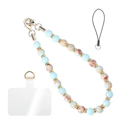 Handmade Beaded Charm Cell Phone Camera Lanyard, Wrist Strap with Natural Gemstone Beads,Phone Chain String, Keychain Decor for Wallet (Shoushan Stone) - style: Shoushan Stone