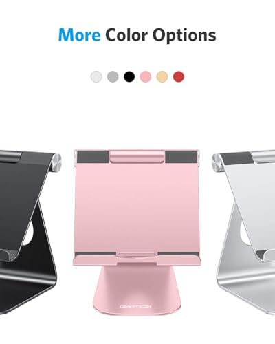 OMOTON T1 Adjustable Tablet Stand for Desk, Aluminum Holder Rose Gold - color: Rose Gold