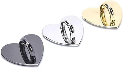2Pcs Metal Phone Ring Holder, Rotating Adhesive Grip for DIY Keychains/Phone Stand, Heart-Shaped Anti-Slip Finger Strap Mobile Accessories